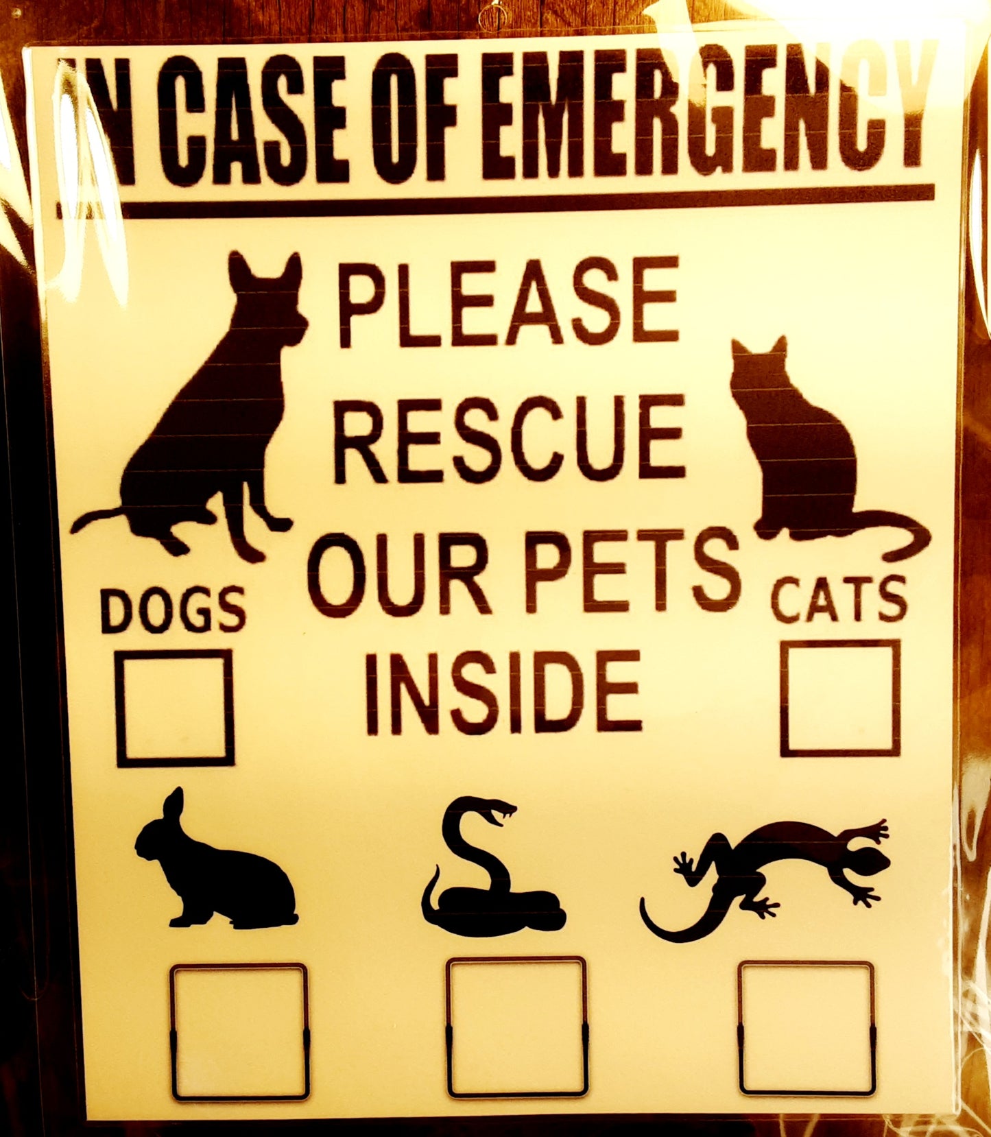 Emergency Pet Sign